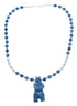 Denim Lapis Sterling Silver Southwest Bear Bead Necklace AX121644